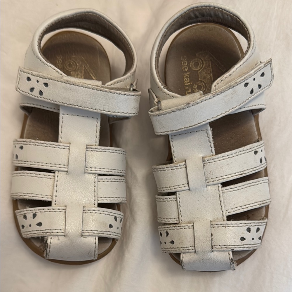 See Kai Run Kids White Leather Sandals